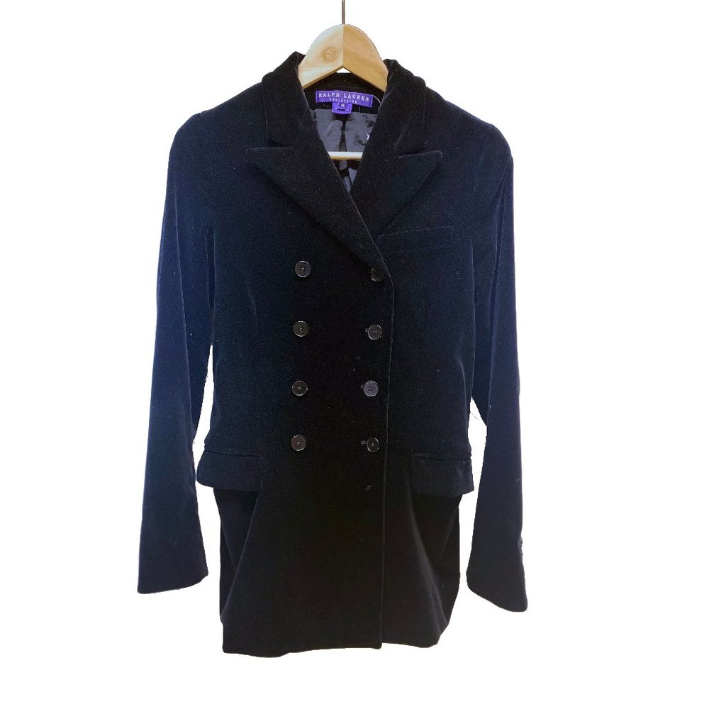 Ralph Lauren Collection Velvet Peacoat in Black